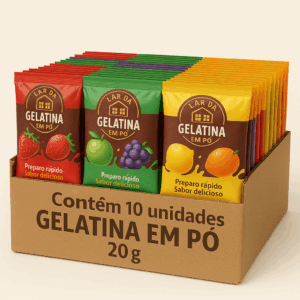 Gelatina em pó 20g, Caixa com 10 unidades